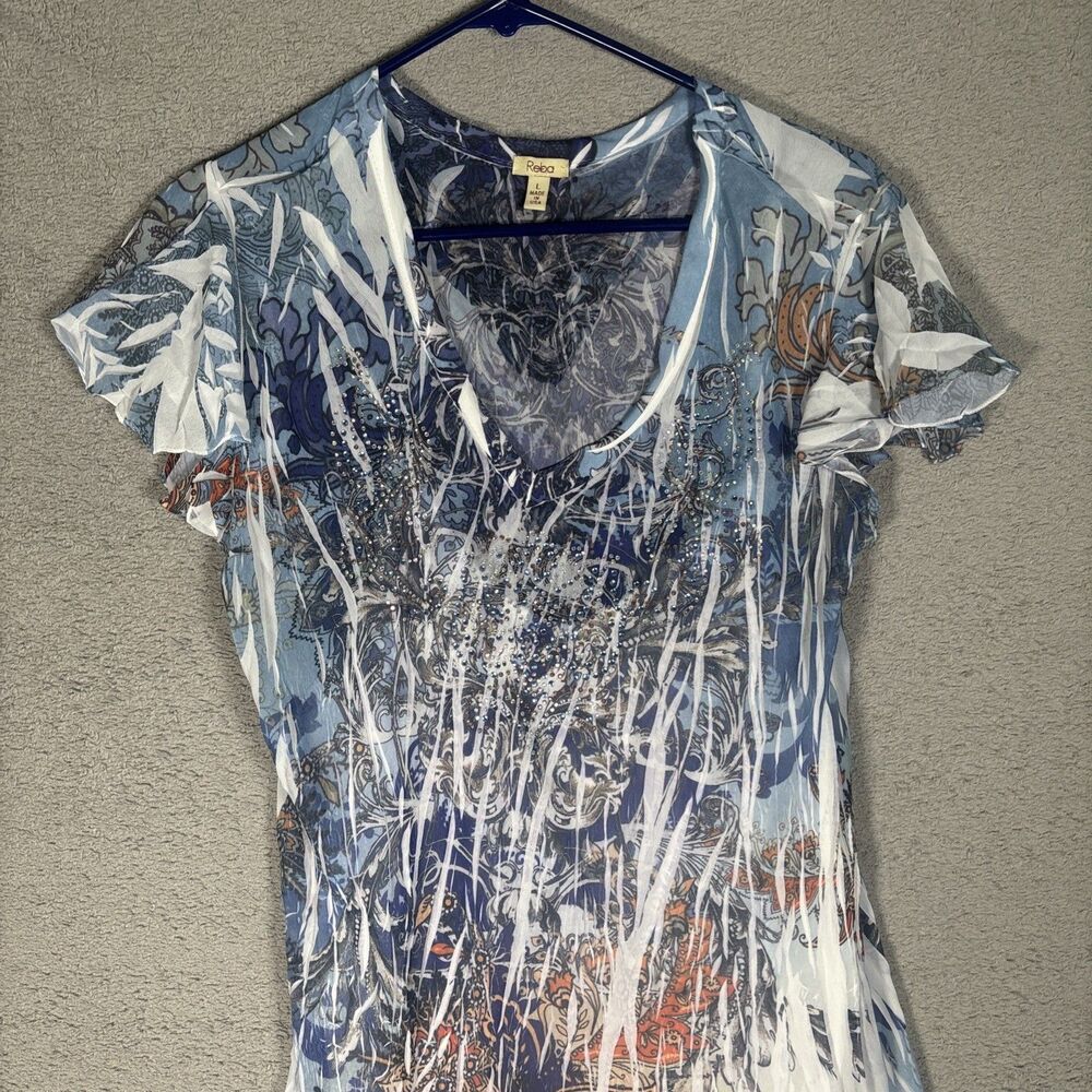 Reba Dress Size L Layered Chiffon Paisley USA Artsy Boho Art To Wear Embellished - Picture 2 of 16